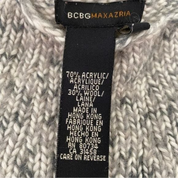 BCBGMAXAZRIA Wool blend Square neck thick knit Sweater Grey Size XS-S LIKE NEW - Picture 7 of 9